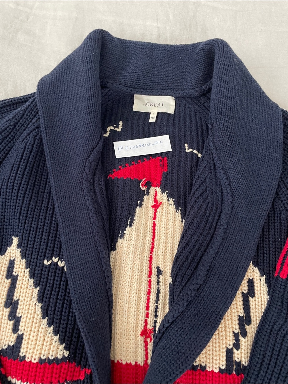 The Great. The Sailboat Lodge Cardigan in navy. Size 1. - Picture 3 of 8